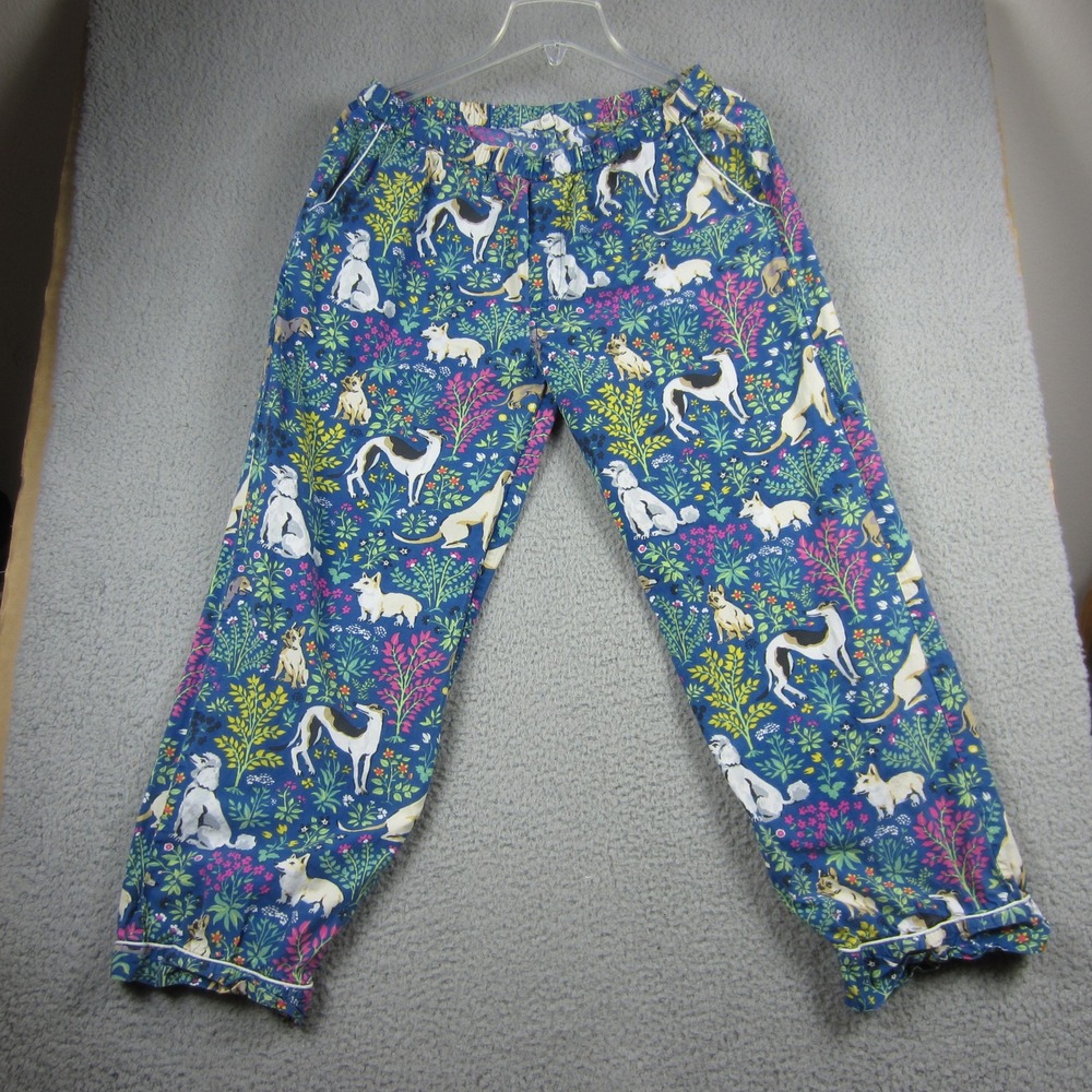 PRINTFRESH Must Love Dogs Pajama Pant Womens M Blue Organic Cotton comfy Preppy